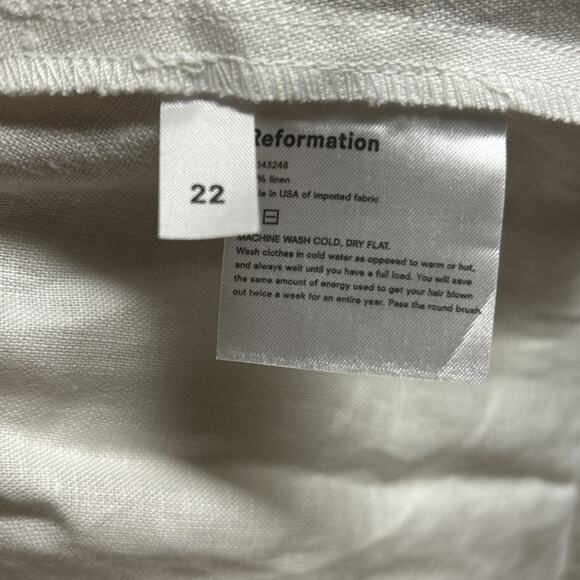 *NEW* REFORMATION Women’s 22W Sun Dress White Linen Button TORI Smocked Pockets - Picture 8 of 9